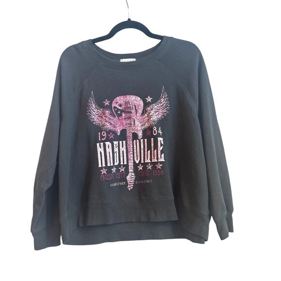 Altard State Nashville Gray with Pink Graphic Desighn with Sparkles Sweater - Picture 1 of 6